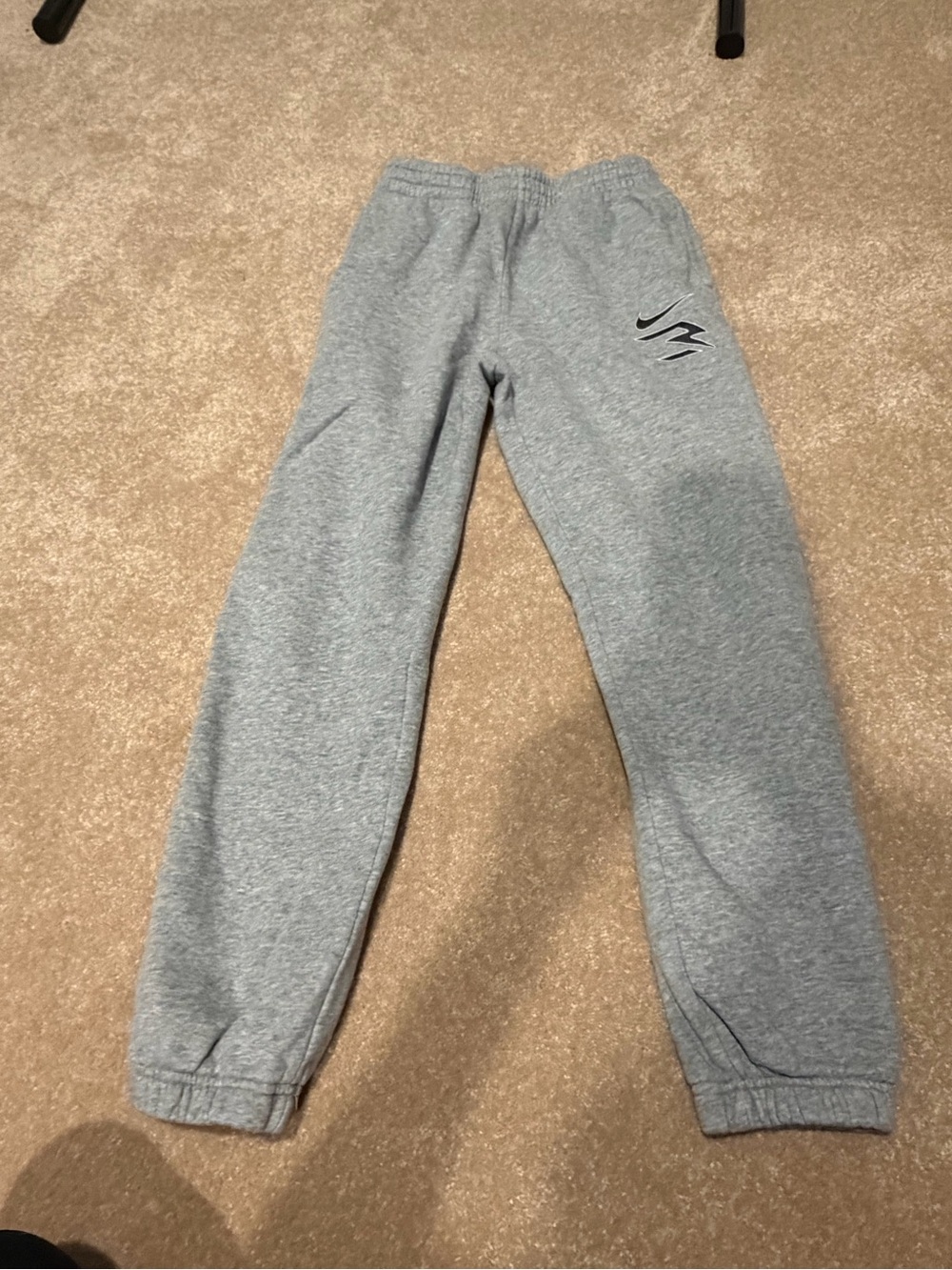 Kids Heather Gray Jogger Sweatpants with Nike Script Accent